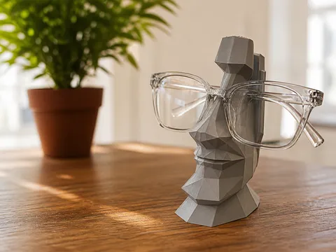 Geometric Moai Glasses Holder – Desk Decor Stand